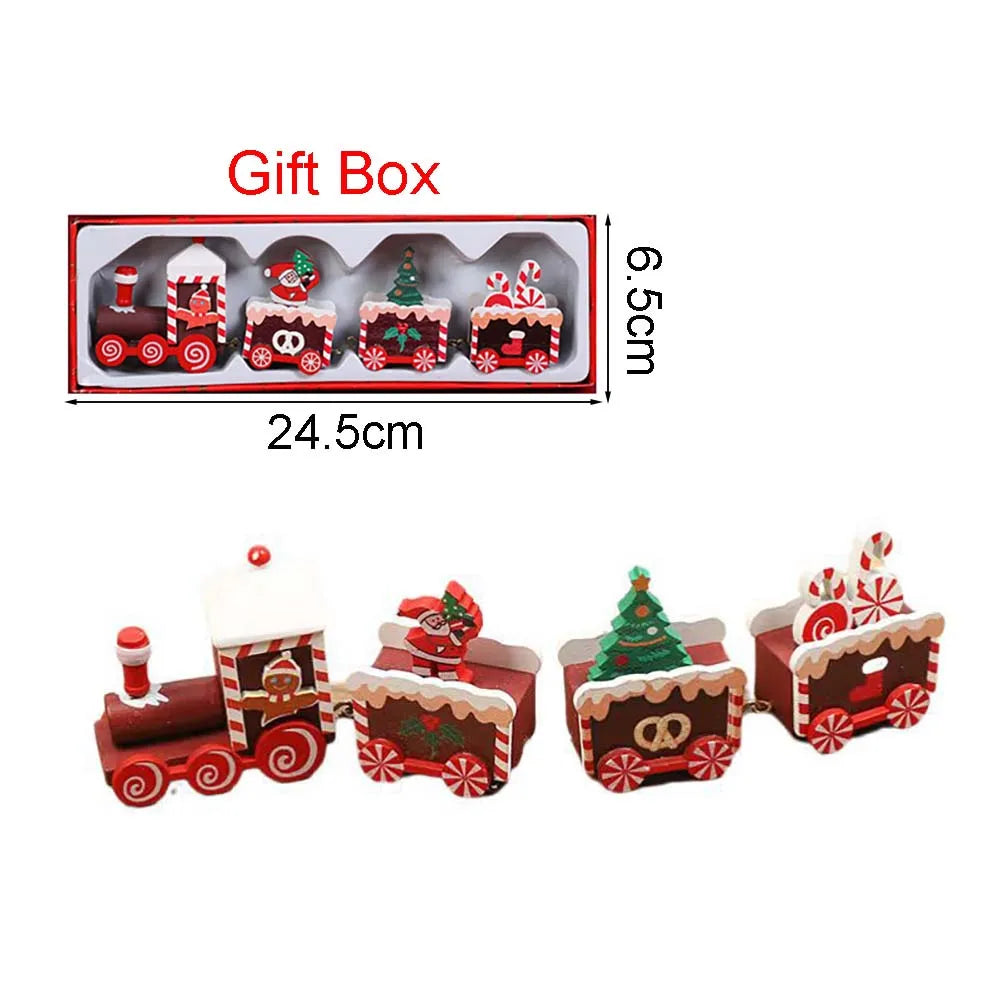 Christmas Decorations, Wooden Four-festival Mini Train, Children's Holiday Gifts, Window Display Table Ornaments Navidad