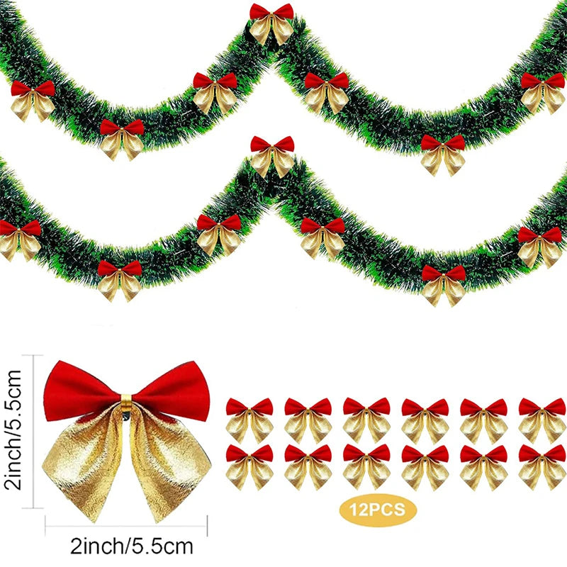 Christmas Garland Home Party Wall Door Decor Xmas Tree Ornaments Tinsel Strips With Bowknot Party