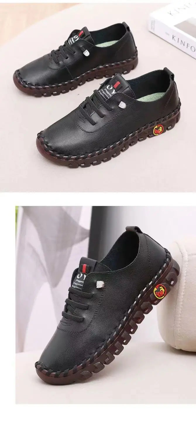 Spring Shockproof Orthopedic Shoes For Women Autumn Lace Up Flats Women's Loafers Ladies Comfort Moccasins Female Driver Shoes