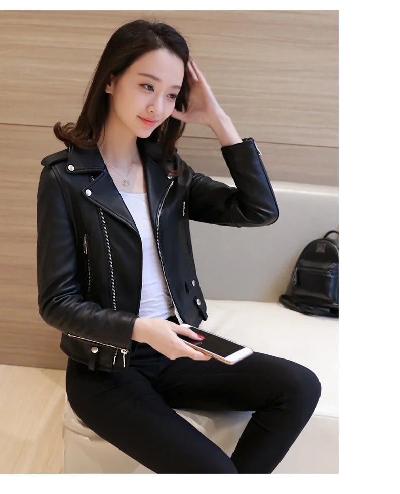 Women's Leather Jacket 2025 Autumn Korean Short Slim Bomber PU Jackets Female Zipper Windbreaker Blazer for Women Streetwear