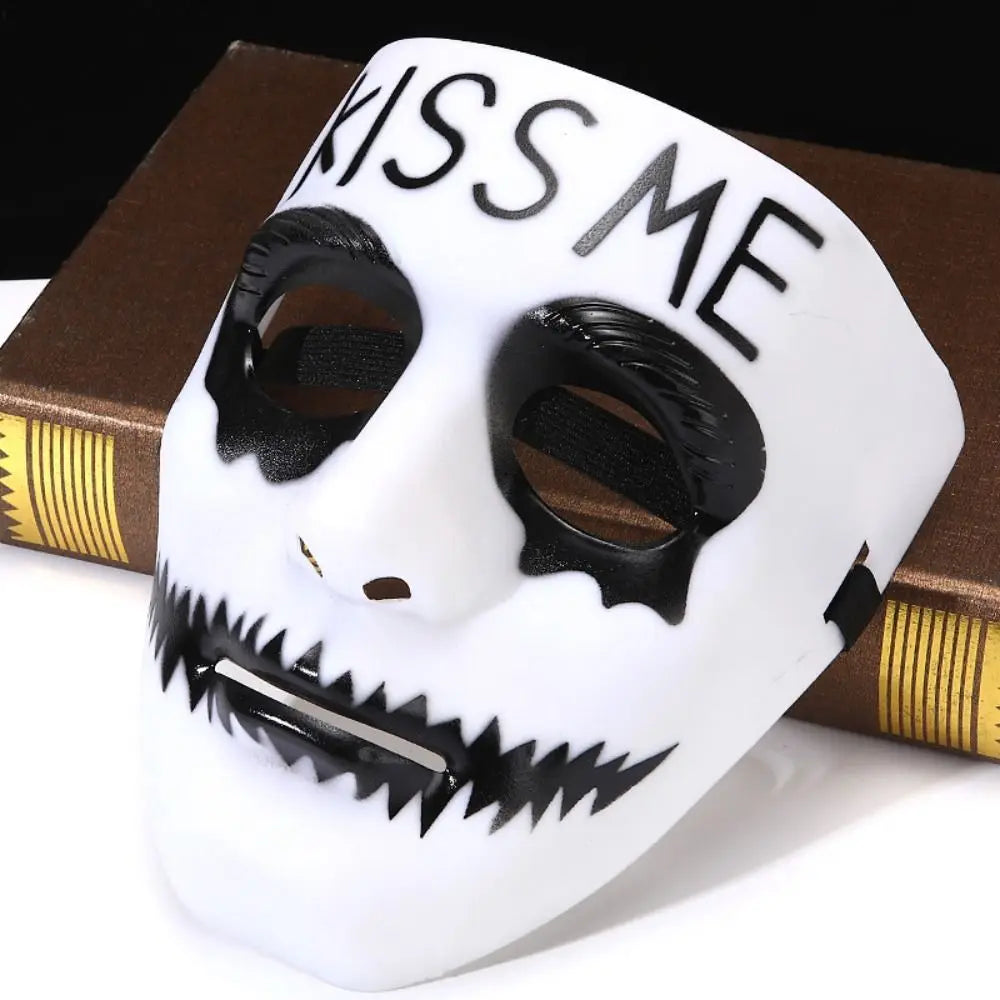 Dress Up Props White Makeup Halloween Mask Full Face Hand-painted Street Dance Mask Scary Hip Hop Mask Kids Adult