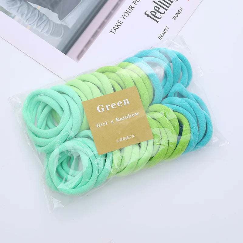 50PCS/Set Women Girls Basic Hair Bands 4cm Simple Scrunchies Elastic Headband Hair Ropes Ties Ponytail Hair Accessories Headwear
