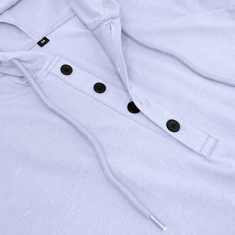 Men's Short-sleeved T-shirts for Sports and Fitness American-style Henley Shirt Hooded Top