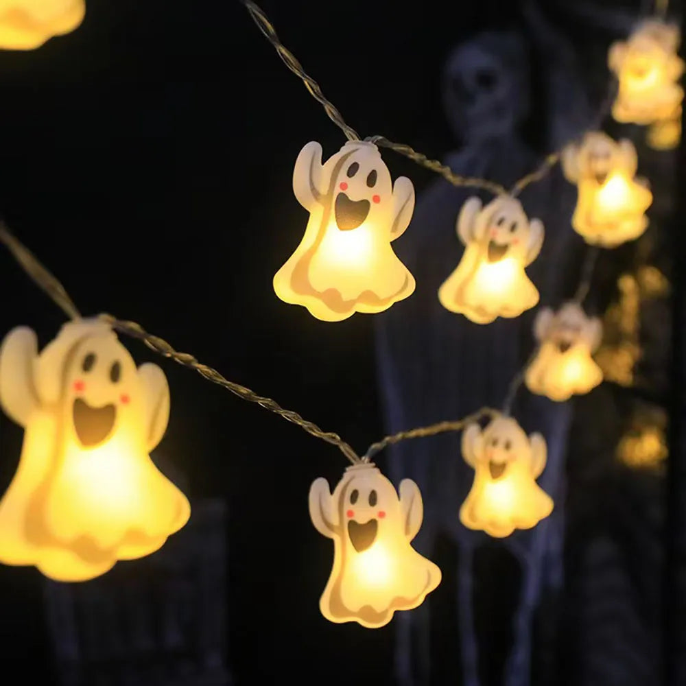 Halloween Decoration LED String Lights,Pumpkin Ghost Spider Web Hanging Lamp,Home Outdoor Lantern Props Party Fairy Lights