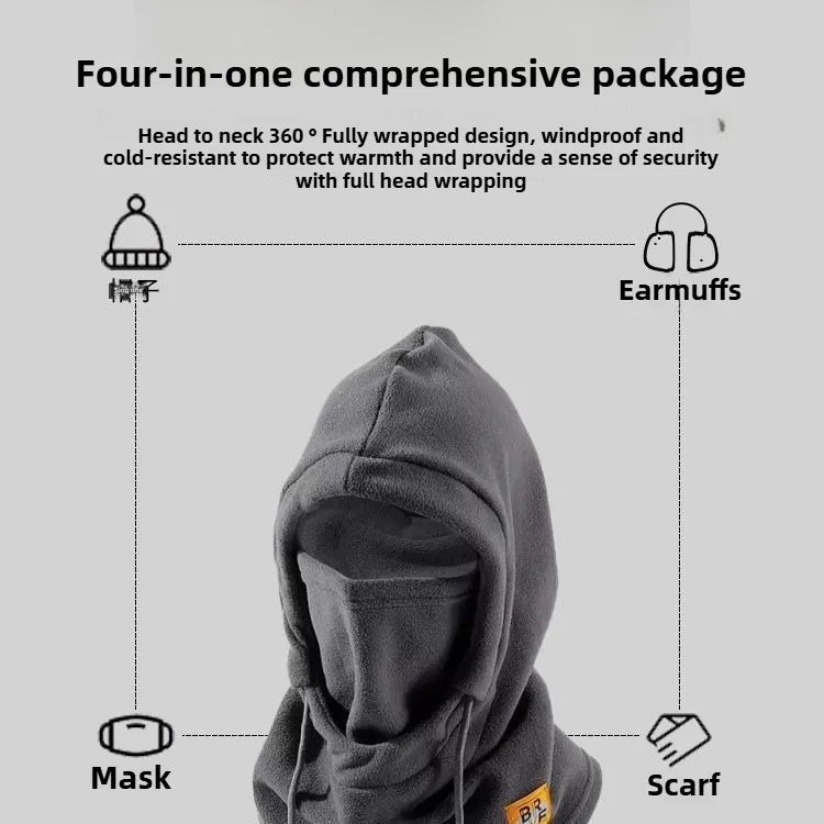 Winter Thermal Neck Warmer Outdoor Fleece Balaclava Scarf Skiing Face Mask Snood Hood Hat Windproof Keep Warm Cycling Cap