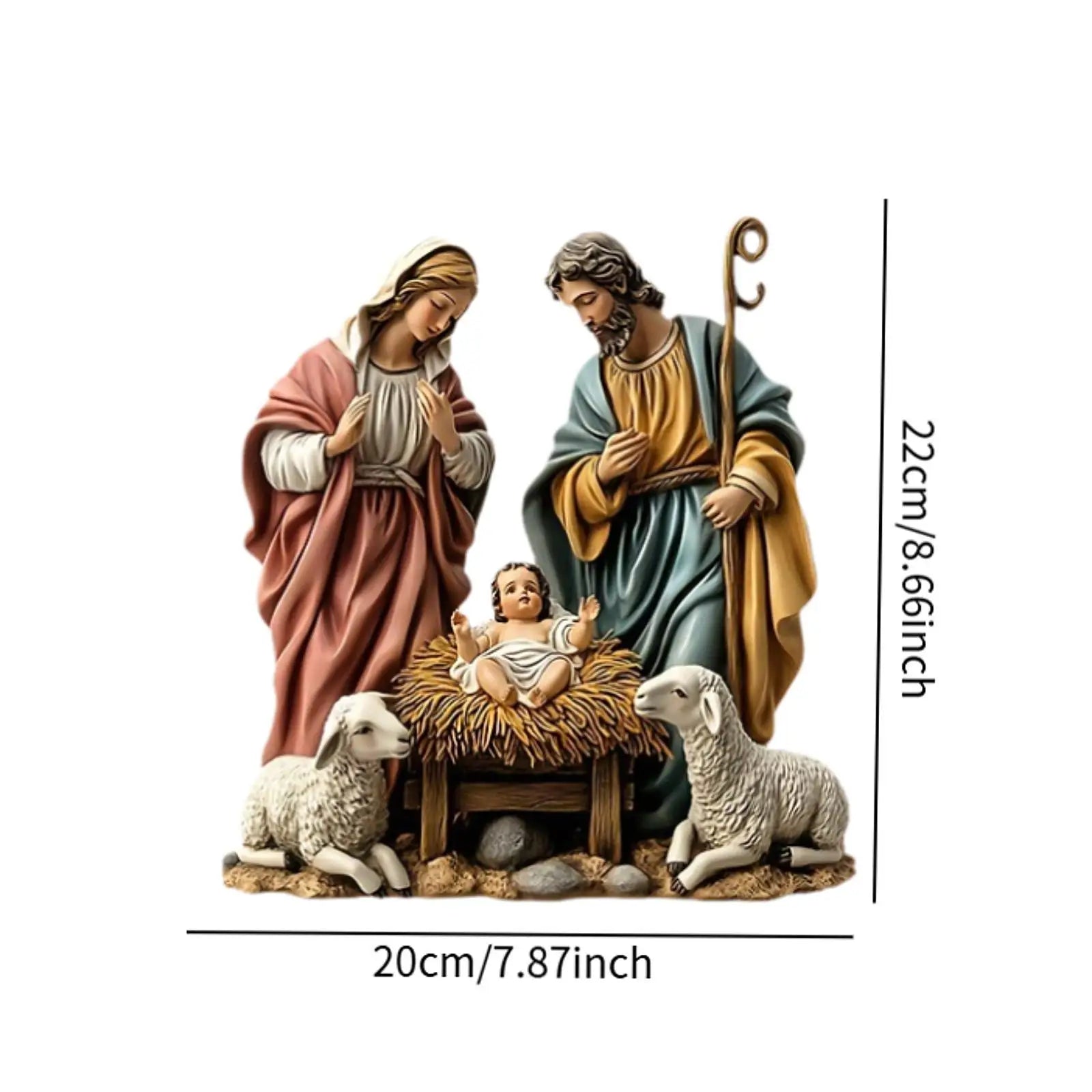 Christmas Nativity Scene Figurine Christmas Decoration Holy Family Miniatures Statue for Birthday Gift Car Indoor Decor Shelf