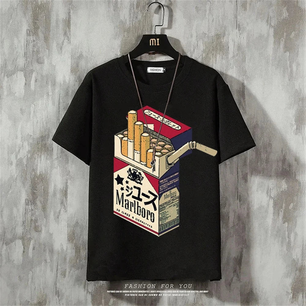 Anime Men's T-Shirt Retro Street Short Sleeved T Shirt For Men Casual 3d Print Summer Top Breathable Loose Men's Clothing