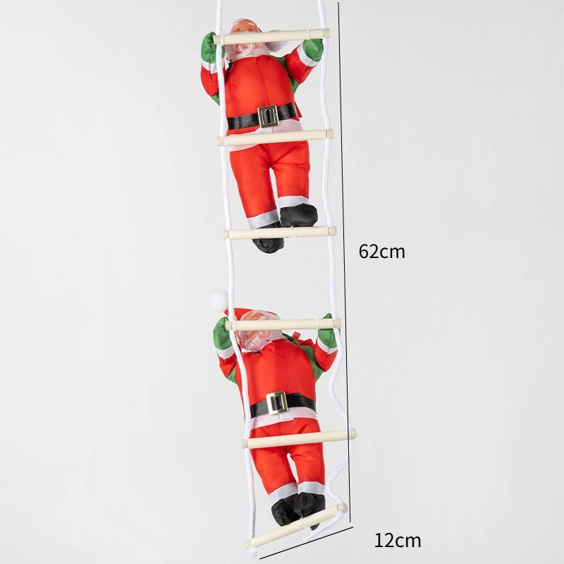 Climbing Santa Claus on Rope Ladder Christmas Decorations Xmas Tree Hanging Ornament Indoor Home Christmas Wall Window Decor
