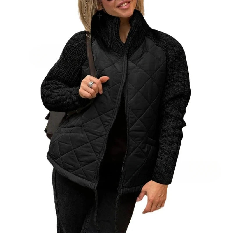 Jacket Women  Winter Coat Women Full Sleeve Zip-up Padded Coat Autumn