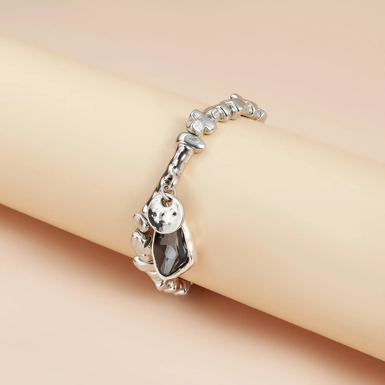 Faceted Pendant Set Necklace & Bracelet Sparkling Metal Jewelry Elegant Cut Crystal Gift for Women Luxe