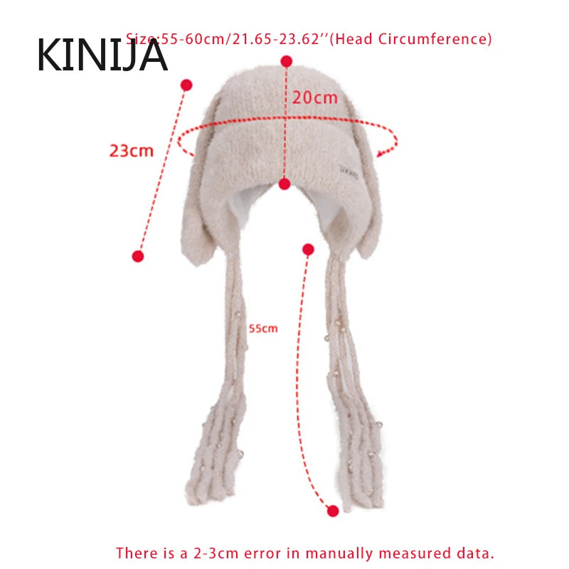 Winter Hat Thicken Ski Beanie Hat for Women Balaclava Spicy Girl Style Rabbit Girlfriend Hat Outdoor Warm Protection Accessories