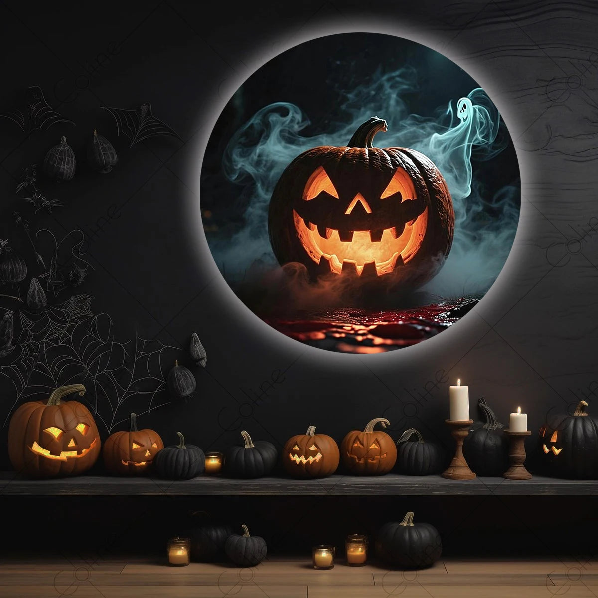 Halloween LED night light projector, you can change the pattern, skull, ghost, bat, pumpkin, death, spider shape decoration, cre