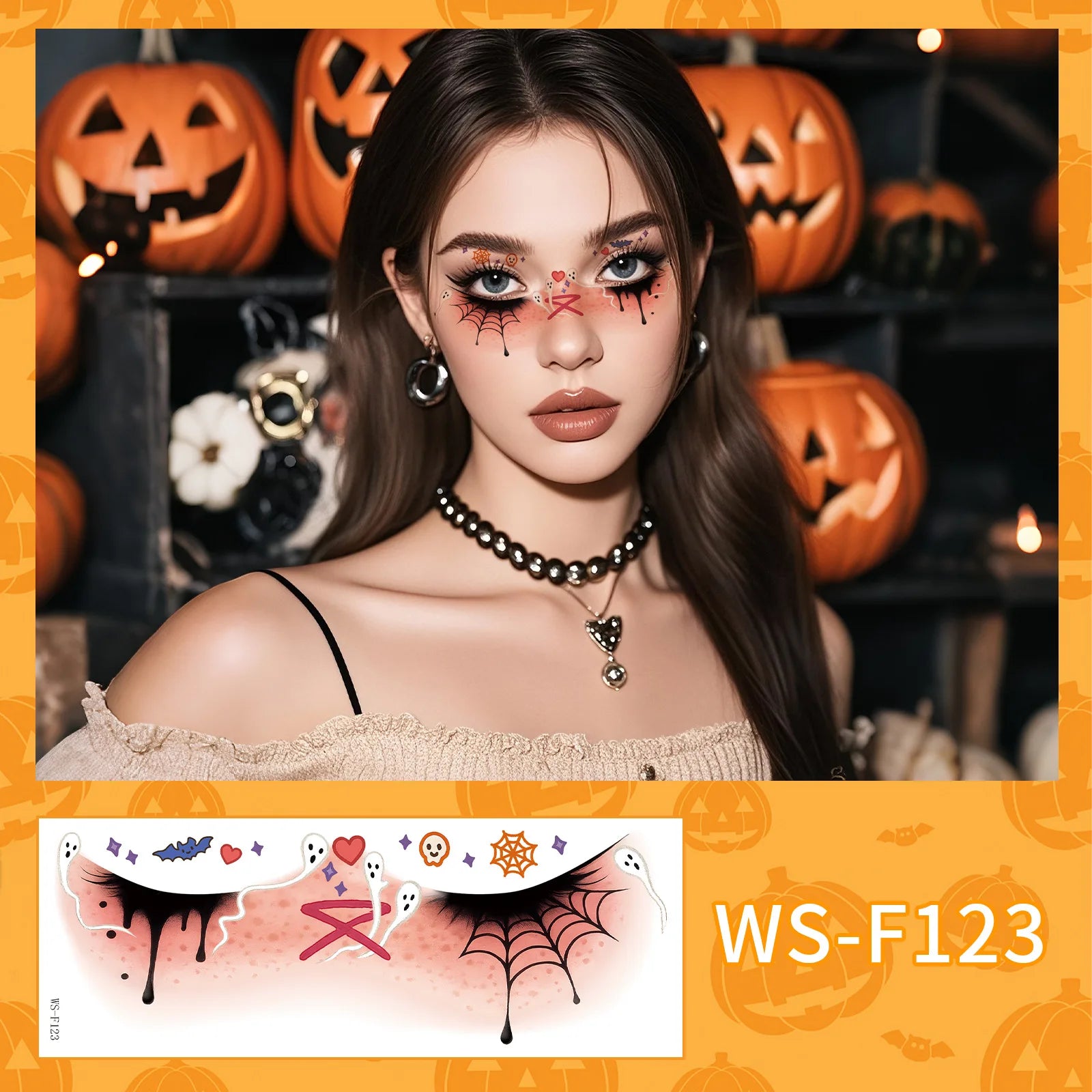 Halloween Makeup Face Stickers Cute Makeup Tattoo Stickers Waterproof and Sweat-Proof Tattoo Stickers