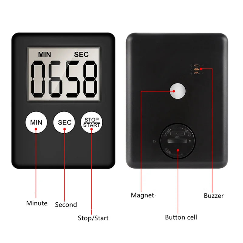 Digital Electronic Kitchen Timer Multi-Function Electronic Timer Stopwatch LCD Display Mini for Sports Exercise Baking Cooking