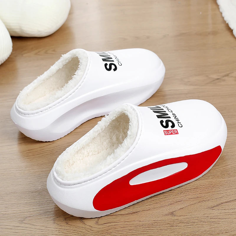 Winter Men Warm Slippers Cotton Slippers Outdoor Indoor Warm Shoes Waterproof Men Couple Comfortable Home Bedroom Plush Slippers