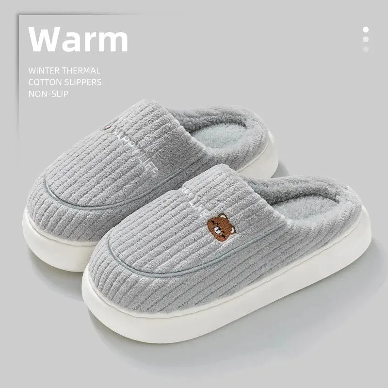 New warm cotton slippers for women's winter indoor wool slippers with thick soles and non-slip winter styles for home use.