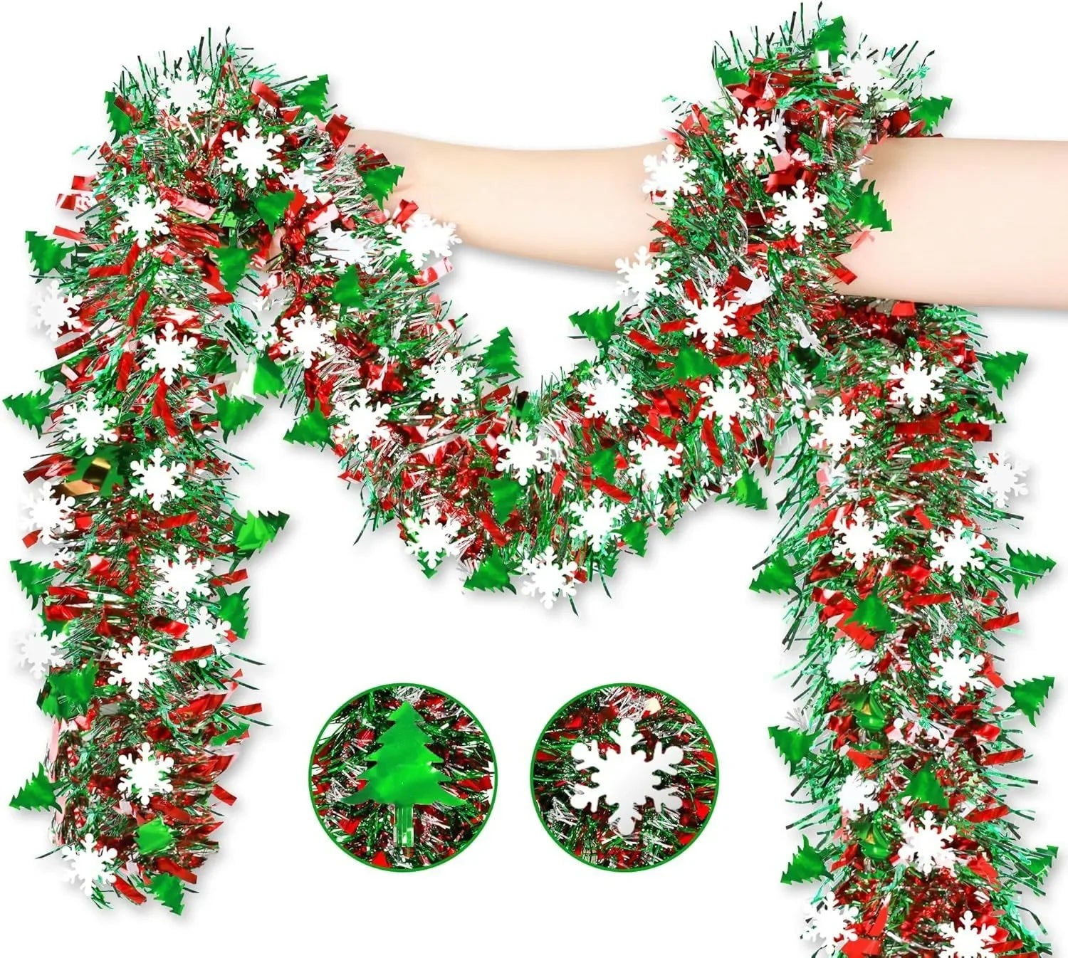 Christmas Tree Ribbon Garlands Xmas Tree Snowflake Banner Stair Railing Noel Ornaments Merry Christmas Decors For Home