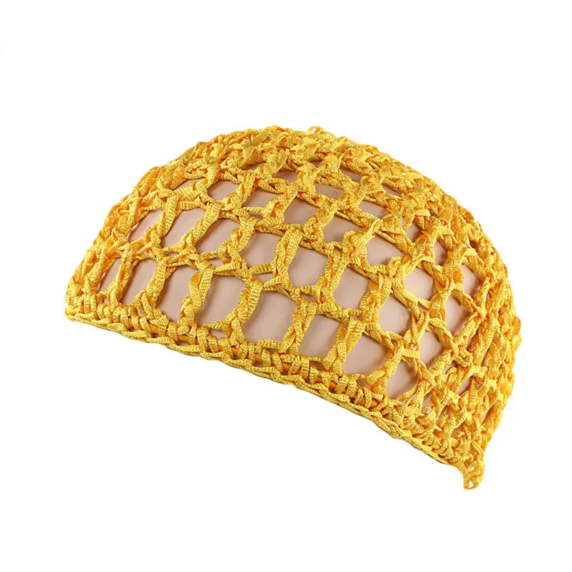 Women Mesh Hair Net Crochet Cap Rayon Knit Snood Hat Thick Short Hairnet Sleeping Night Cover Turbans Styling Tool Accessories