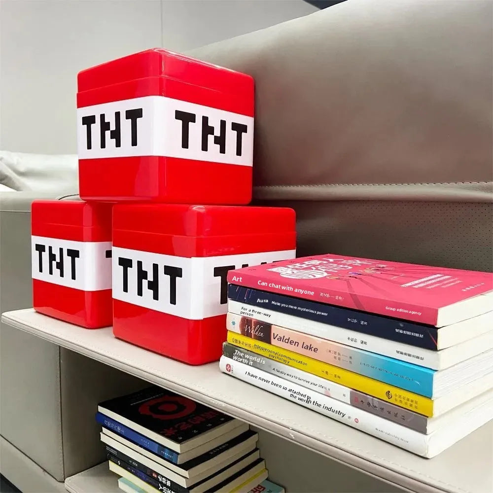 Kid Gifts TNT Storage Box Magnetic Building Block Desktop Toys Snack Block Storage Bucket Plastic Organizer Dust-proof Container