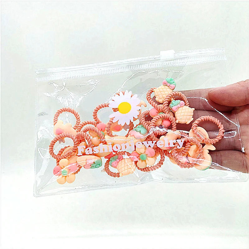 20Pcs/Lot Girls Hair Accessories Small Size Thumbs Elastic Hair Bands Rubber Scrunchies Cartoon Headwear Cute Children Headdress