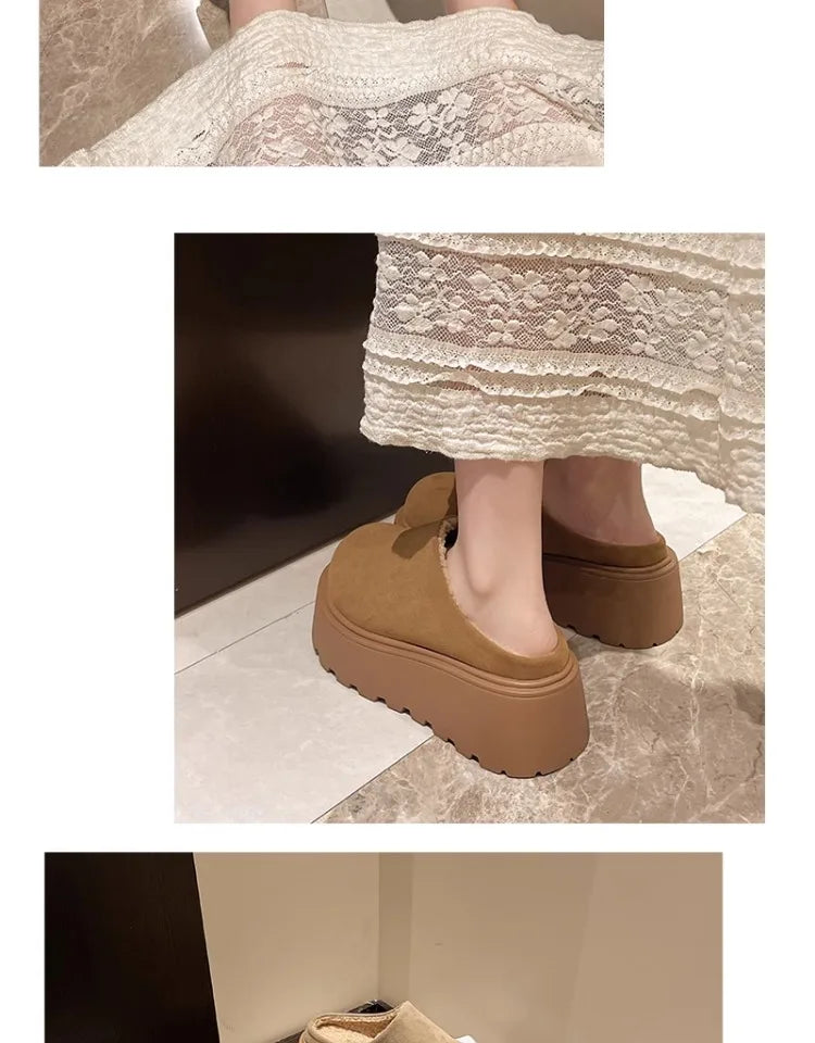 Shoes Woman 2025 House Slippers Platform Pantofle Cover Toe Winter Footwear New Slides Female Shoes Womens Slippers Outdoor Plat