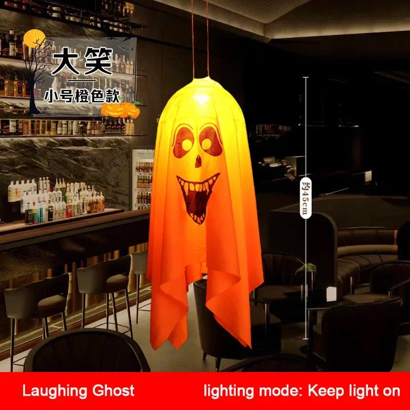 Halloween Party LED Glow Ghost Home Indoor Outdoor Decoration Supplies 2025 Haunted House Bar Hanging Horror Props with Lights