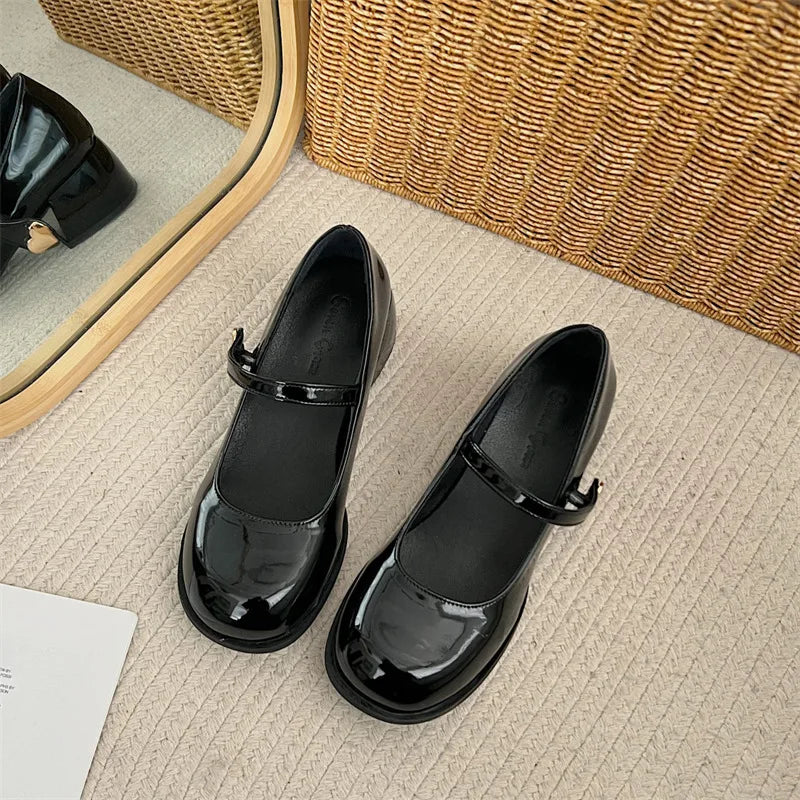 Summer Shoes Ladies Women's Heels Female Footwear Oxfords 2025 On Heels New Retro Dress Leather High Pumps Mary Janes Summer Sho