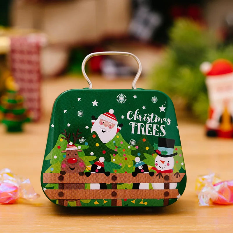 Christmas Decoration 2024  Metal Box Handbag Shape Tin Jar Jewelry Storage Case Kids Gift Can Storage Boxes Xms Party Decors