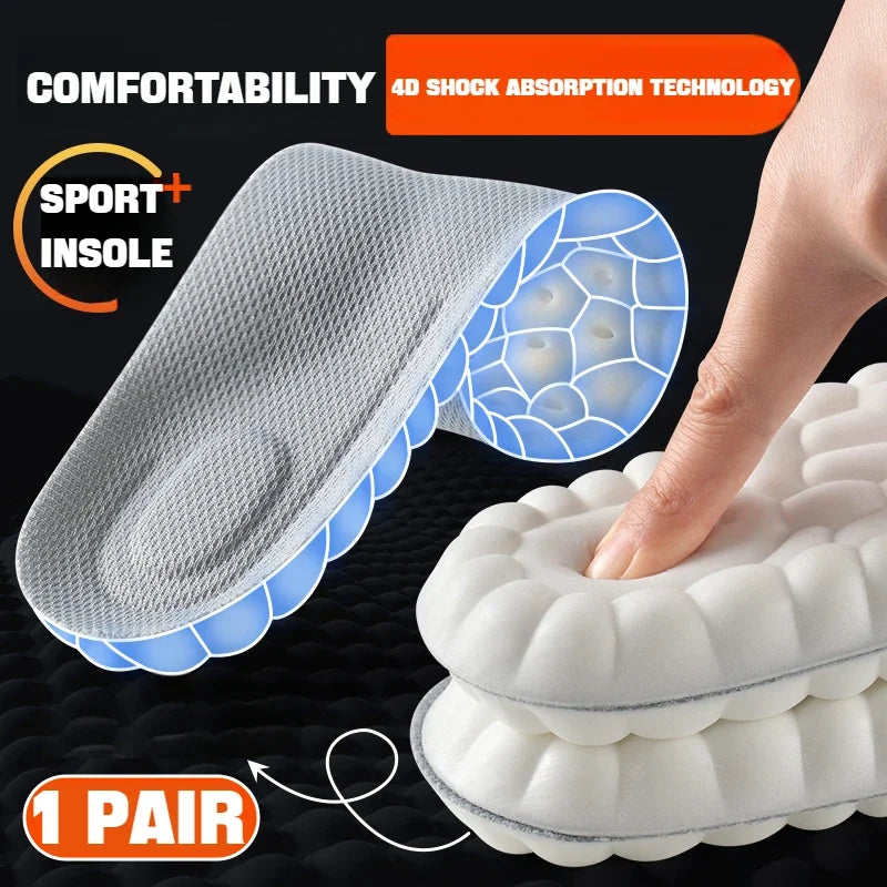 1Pair 4D Soft Shoes Insoles for Feet Plantar Fasciitis Insole Arch Support Orthopedic Inserts Sports Shock Absorption Shoe Pads