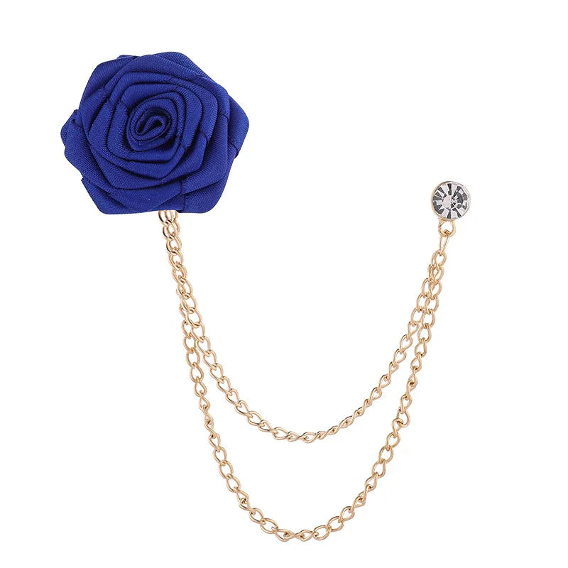 New Men And Women Emcee Pectoral Accessories Suit Accessories Encrypted Rose Brooch Tassel Chain H1305