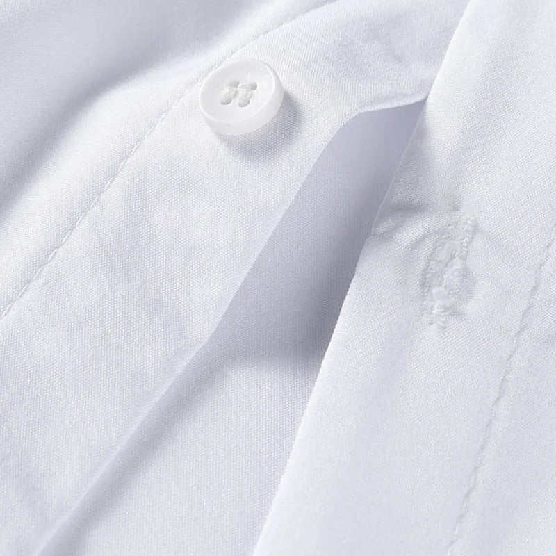 New Men's Business Casual Solid Color Short Sleeved Shirt for Summer Fashion No Ironing Comfortable and Versatile Top