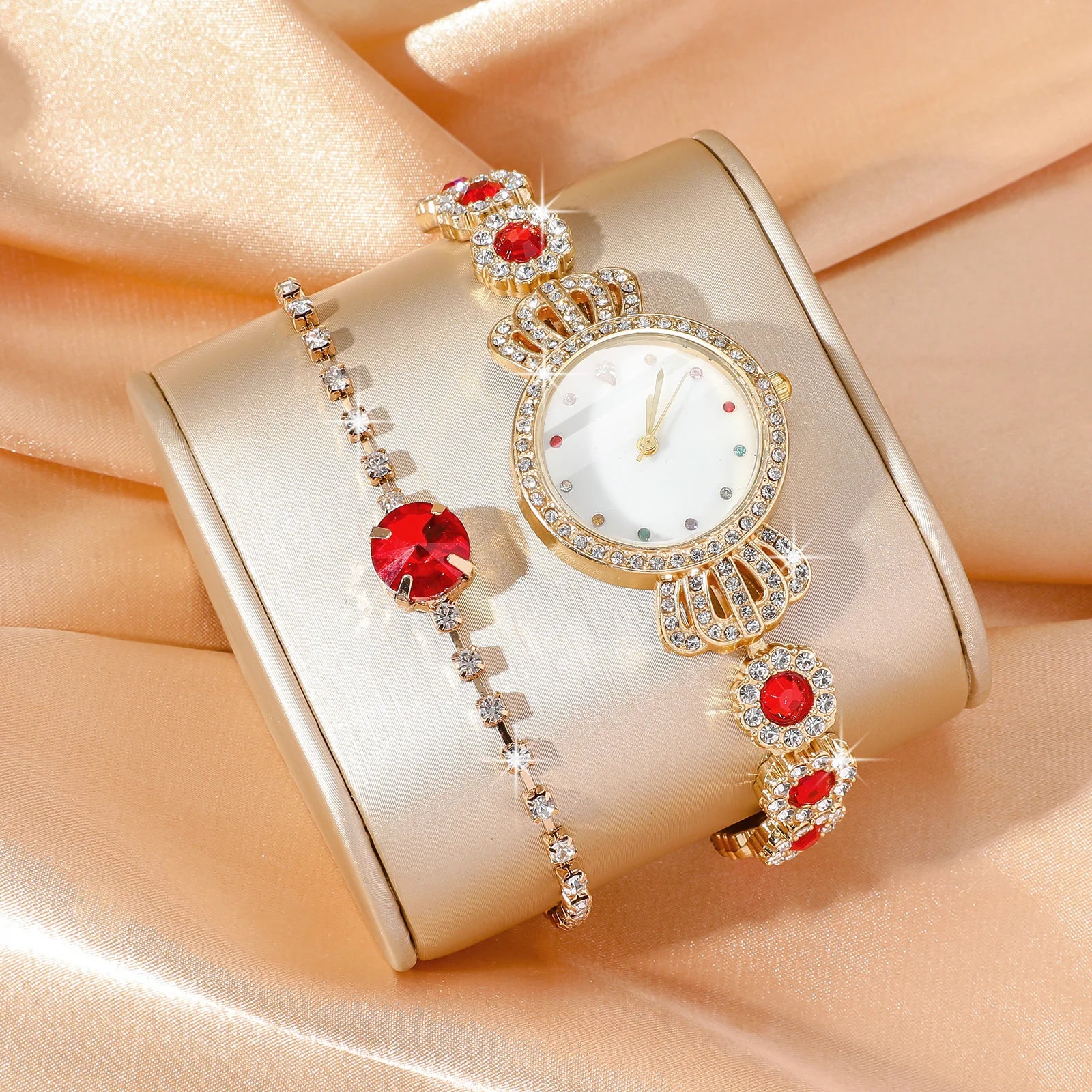 No gift box, small and fashionable design, versatile temperament, diamond jewelry set for women, 5 pieces.