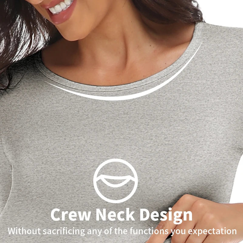 Women's Casual Warm Suit Long Sleeve Round Neck Bottoming Top Leggings Two-piece Set Solid Color Autumn Winter  Outfits Female