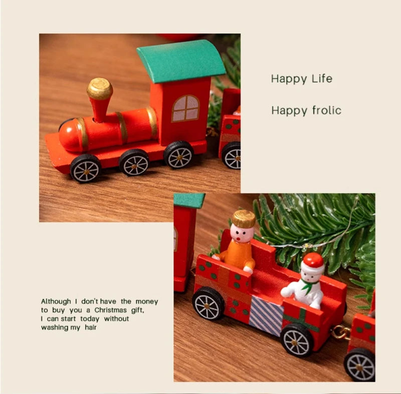 Christmas Decorations 2025 Christmas Wooden Train Xmas Tree Ornament Navidad Noel Home Decor New Year's Eve Decorations Kid Gift