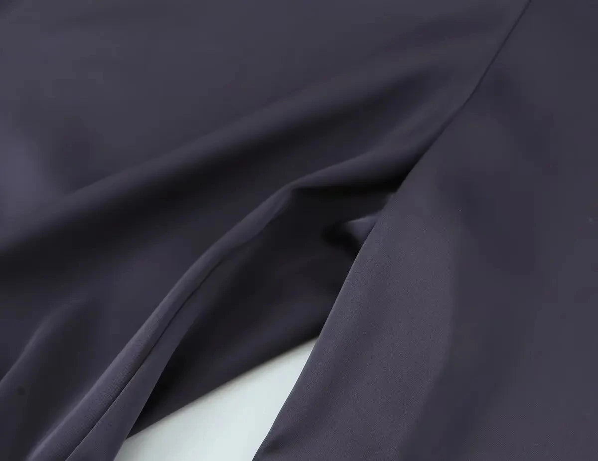 HH Elegant Solid Silk Texture Suit For Women Backless Lace Up Tube Top+High Waist Wide Leg Pants Women's Summer Fashion Set