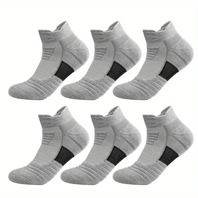 6/3/1 Pairs New Men Sports Running Fitness Flight Short Tube Socks Women's Towel Bottom Basketball Socks Solid Color Black Socks