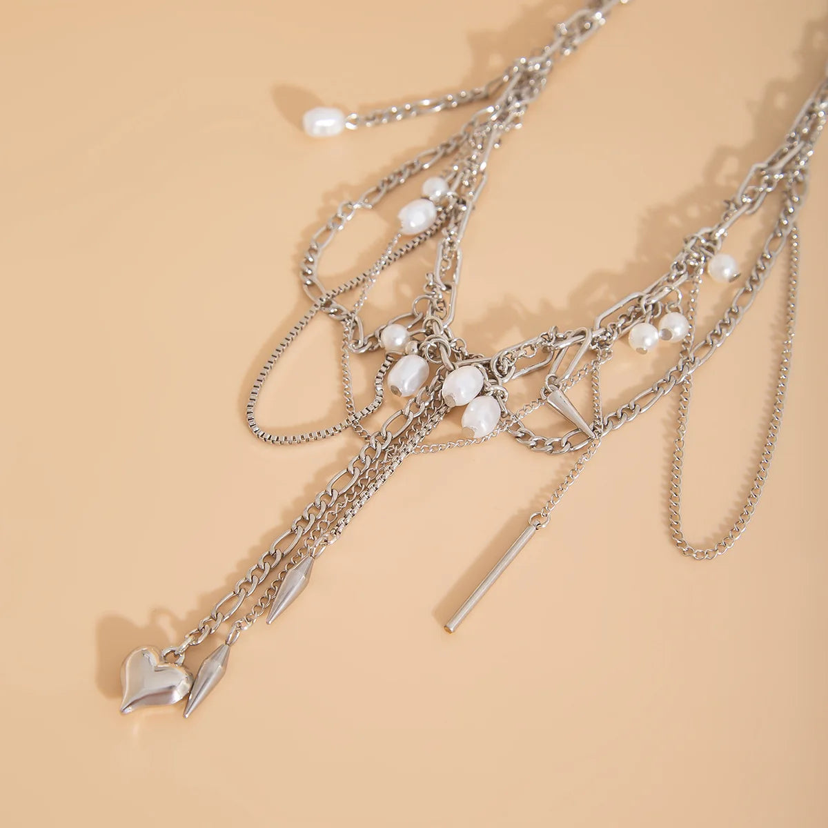 Rivet Pendant Jewellery Women Neck Jewelry Twine Gift Wholesale Fashion Necklace Accessories for Girls Alloy Chain Simple Tassel