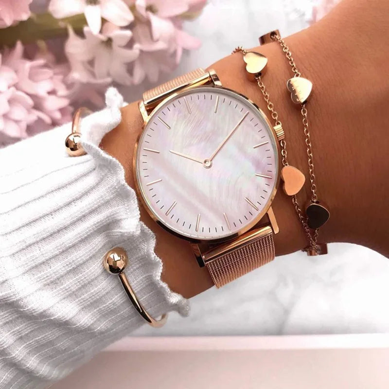 Women Watches Fashion Luxury Alloy Quartz Watches for Woman Metal Mesh Strap Simple Ladies Watch Female Clock montre femme