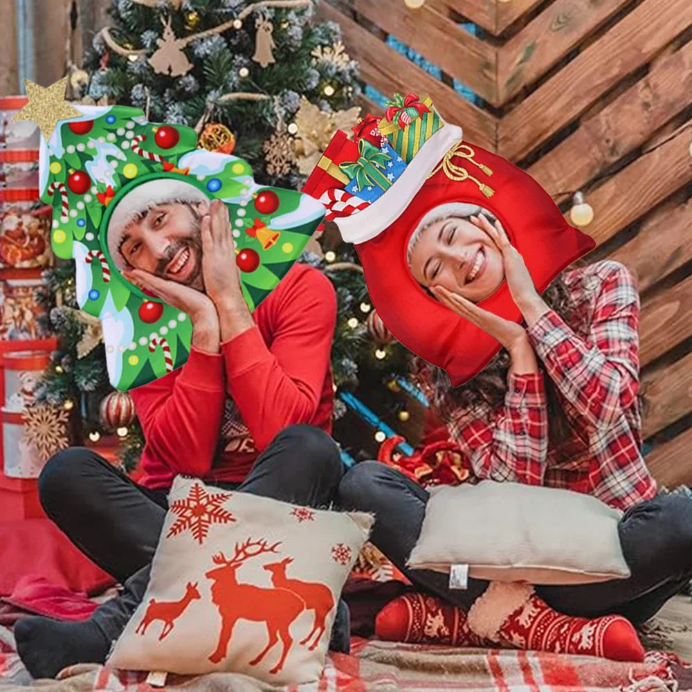 Christmas Funny Hat Novelty Christmas Tree Chips Gift Shaped Mask Cap Headgear Xmas Party Prop New Year Navidad Decoration Favor