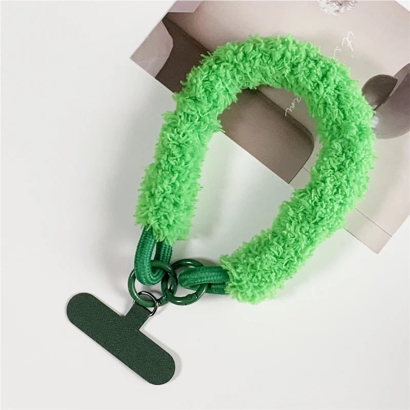 Winter Warm Mobile Phone Wrist Strap Cell Accessories With Patch Key Lanyard Exquisite Anti-lost Cellphone Chain Rope Keychain