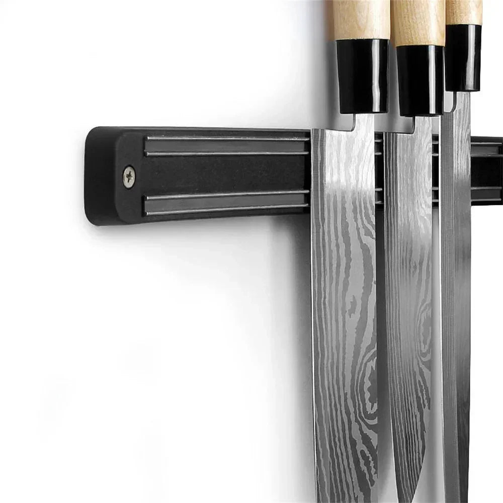 Kitchen Wall Mounted Magnetic Knife Holder Hardware Tools Absorbent Simple Multifunctional Shelf Plastic Stripe Kitchen Tools