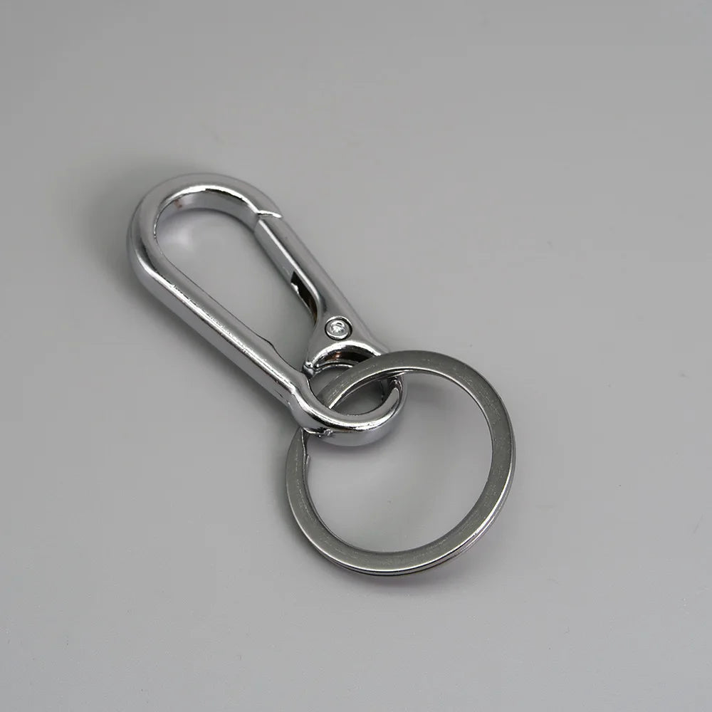 Men's Business Keychain Hook Stainless Steel Buckle Outdoor Carabiner Climbing Tool Double Ring Fishing Key Ring Car Accessories