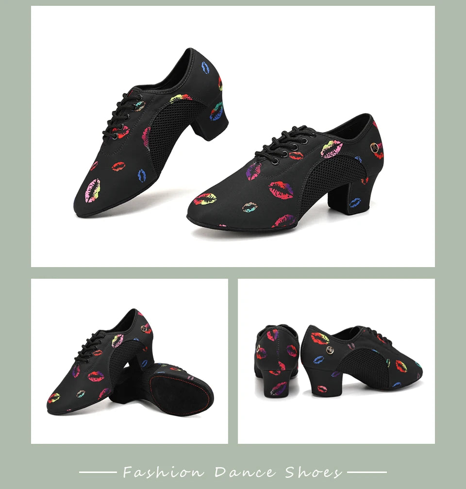 Women Dance Shoes Black Modern Ballroom Salsa Dancing Shoes Boys Latin Jazz Training Shoes Adults Tango Dance Sneakers Men
