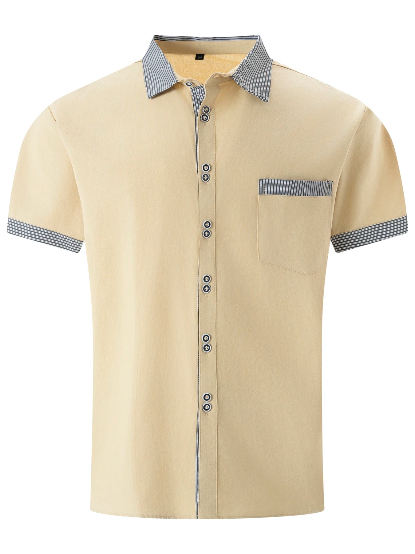 Men shirts fashion men's striped double buckle short sleeve business slim casual shirt short sleeve shirts for men