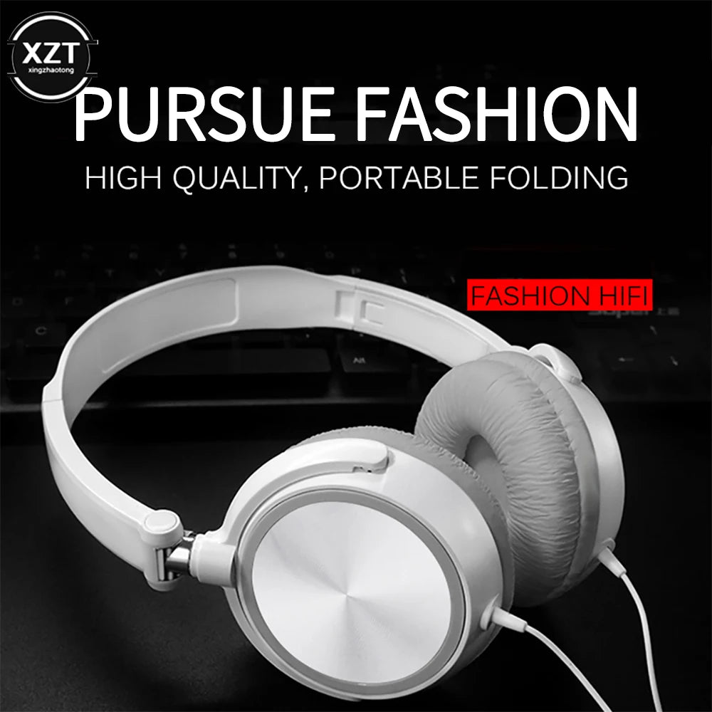 HD Sound Wired Headphones Over Ear Headsets Bass HiFi Sound Music Stereo Earphone Flexible Adjustable Headset For PC MP3 Phone