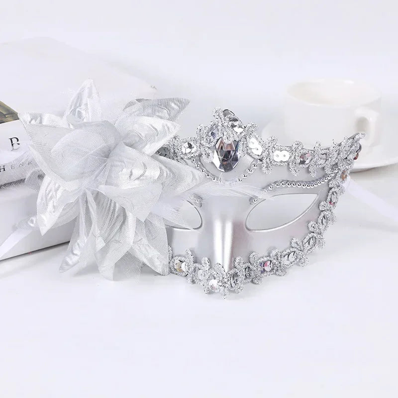 Halloween Princess Half Face Mask Mask Makeup Ball Lily Flower Mask Party Princess Sexy Half Face Mask Stage Performance Mask