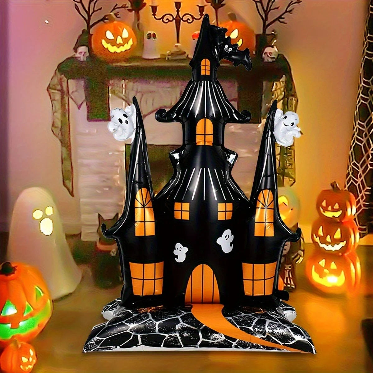 Halloween Giant Castle Standing Balloon House Witch Dead Tree Inflatable Foil Ballon Halloween Death's Day Party Decor Supplies