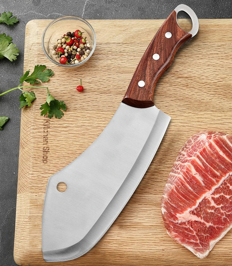 Kitchen Chef Knife Stainless Steel Meat Fish Fruit Vegetable Slicing Bone Chopping Professional Butcher Cleaver Knife with Cover