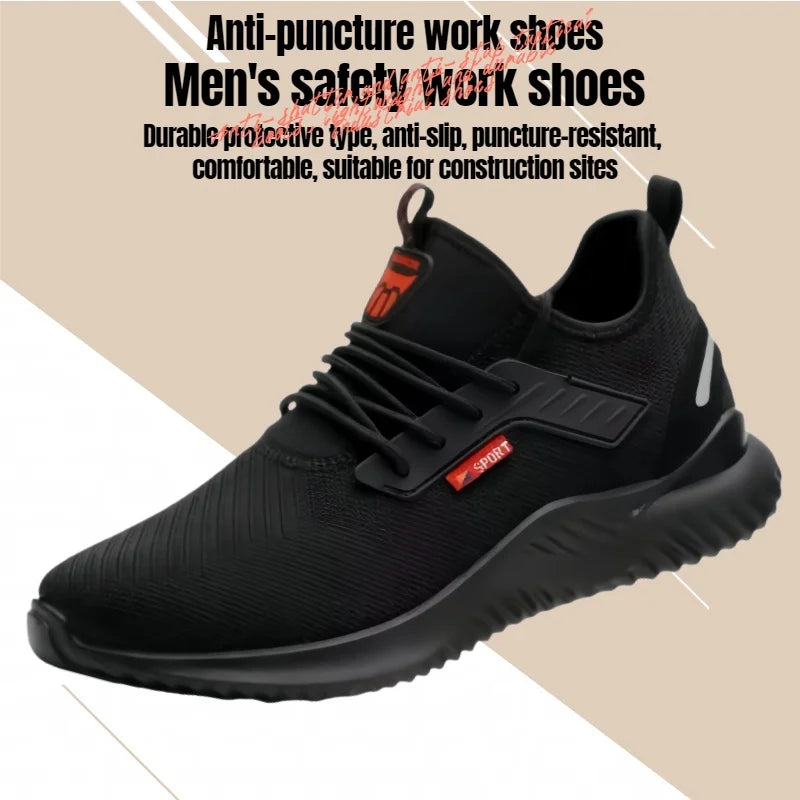 Men's Steel Safety Work Shoes Durable Steel Toe Boots Anti Slip Comfortable for Construction Factory Industrial Workplace