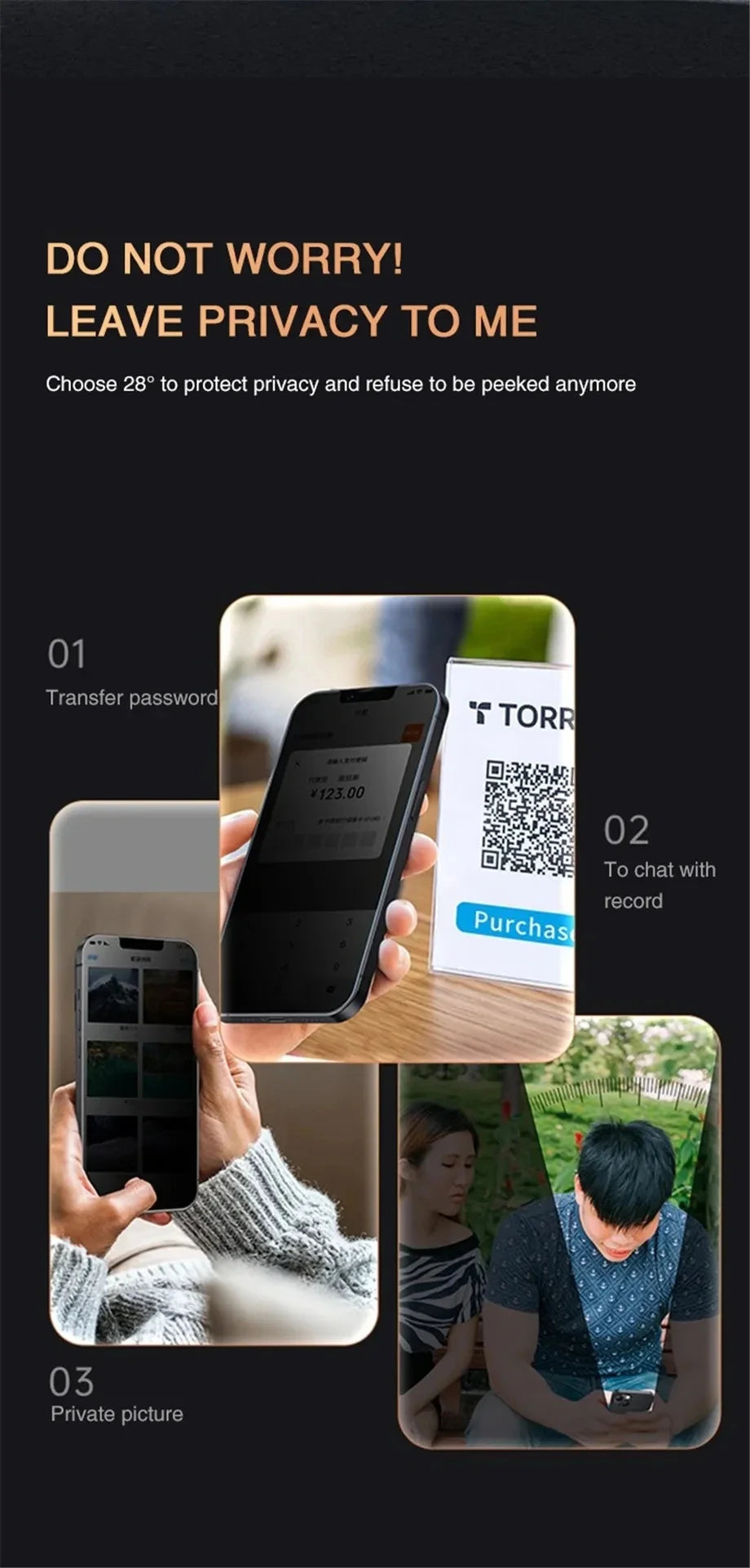 1~4PCS Anti-Spy Glass For iPhone 16 15 14 13 Pro Max Privacy Screen Protectors & Camera Protection Film For iPhone15 12 11 Pro